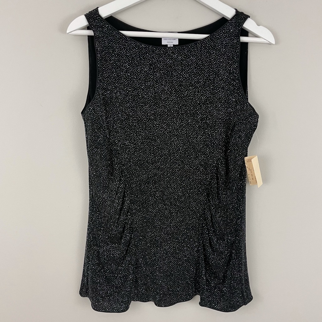Armani Collezioni Shimmer Glitter Top Sleeveless Ruching Made In Italy